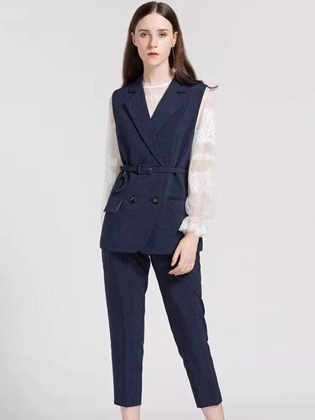 慕西 - MXIXILANG女装品牌2019春夏新款英伦风无袖西装格子背心马夹女外套