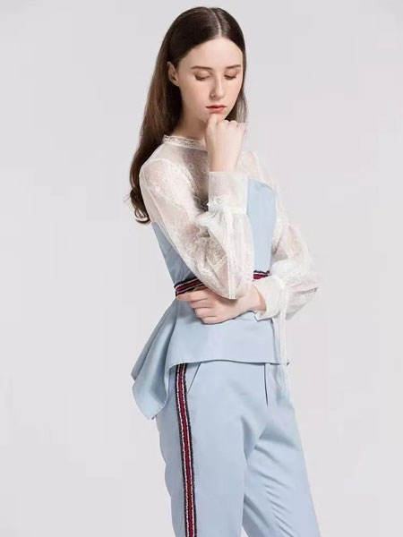 慕西 - MXIXILANG女装品牌2019春夏新款气质修身显瘦公主裙蕾丝透视长袖连衣裙