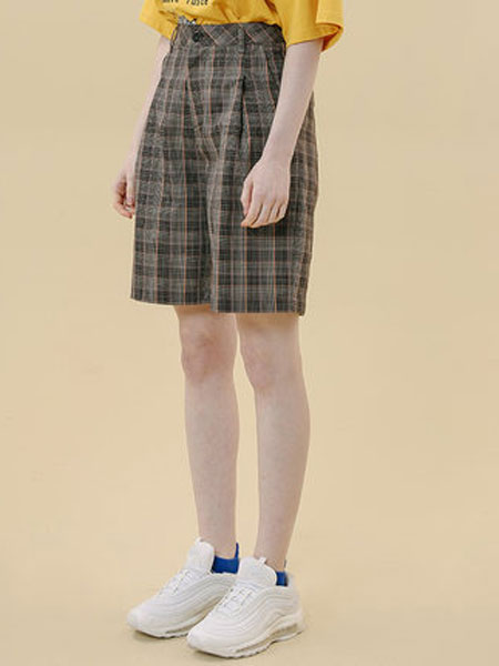 TYAKASHA塔卡沙女装品牌2019春夏新款韩版气质甜美复古格子短裤