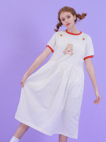 TYAKASHA塔卡沙女装品牌2019春夏新款韩版时尚休闲宽松短袖连衣裙