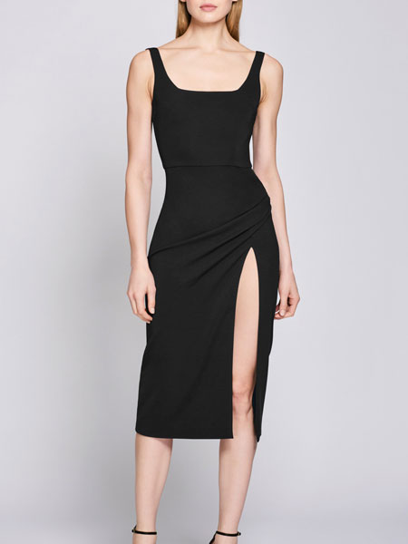 Cushnie et Ochs女裝品牌2019春夏新款無袖修身百搭純色連衣裙