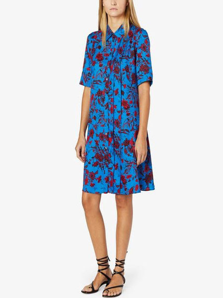 Derek Lam德里克·林女装品牌2019春夏新款欧美复古印花连衣裙女短袖短裙