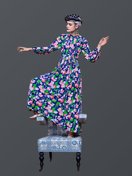 Duro Olowu杜罗·奥罗伍女装品牌2019春夏新款时尚修身显瘦复古印花连衣裙