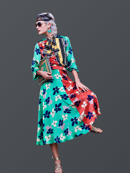 Duro Olowu杜罗·奥罗伍女装品牌2019春夏新款时尚修身显瘦复古印花连衣裙
