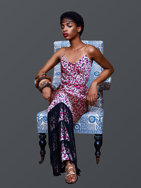 Duro Olowu杜罗·奥罗伍女装品牌2019春夏新款复古碎花吊带连衣裙
