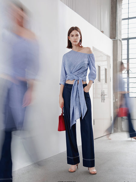 艾托奥女装品牌2019春夏新款时髦微喇气质通勤长裤