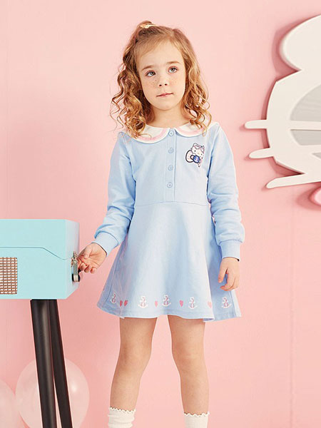 凯蒂猫童装品牌2019春夏新款女童长袖公主儿童连衣裙