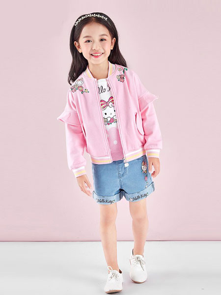 Hello Kitty凯蒂猫童装品牌2019春夏儿童中大童拉链外衣休闲女童外套