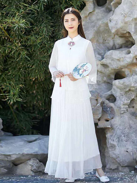 起念女装品牌2019春夏新款汉服改良唐装中国风古装中式茶服很仙的雪纺上衣女显瘦雪纺衫