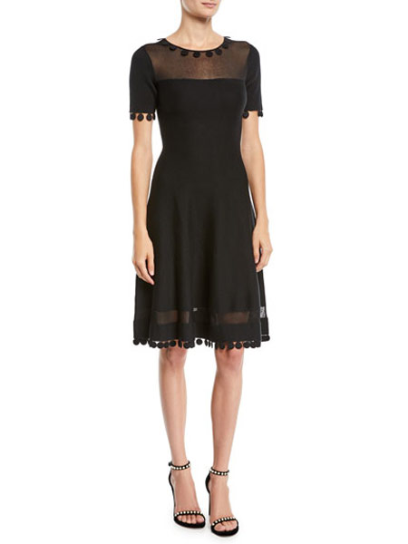 Douglas Hannant道格拉斯·汉纳特女装品牌2019春夏新款洋气大码气质显瘦拼接黑色连衣裙