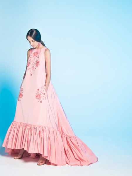 Angel Sanchez安吉尔·桑切斯女装品牌2019春夏新款时尚无袖气质显瘦礼服裙