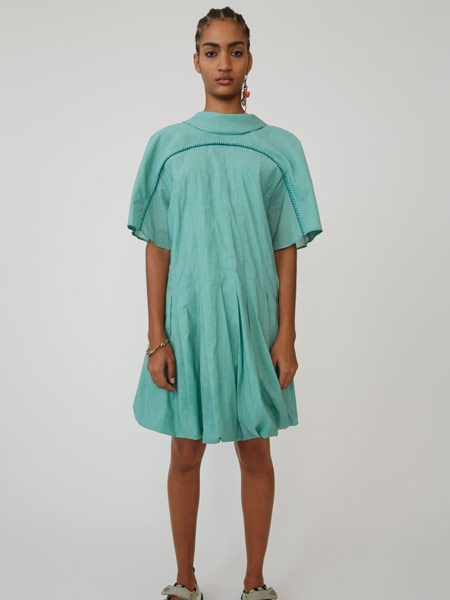 Bruno Pieters布鲁诺·皮特斯女装品牌2019春夏新款时尚修身薄纱褶皱连衣裙