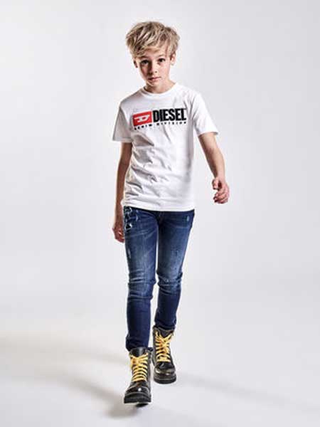 Diesel Kids迪赛童装童装品牌2019春夏新款时尚休闲百搭圆领短袖T恤