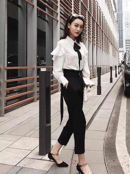 依琳勒芙女装品牌2019春夏新款韩版修身显瘦弹力小脚裤高腰裤