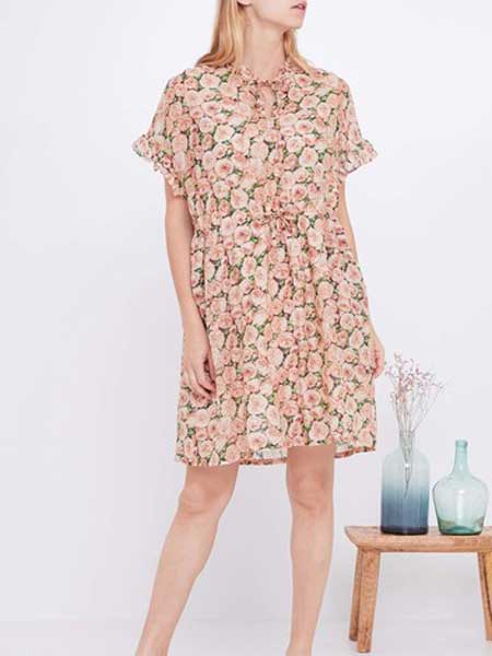 Paul&Joe女装品牌2019春夏新款收腰显瘦减龄高腰碎花连衣裙