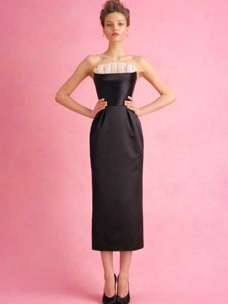 Iris van Herpen艾里斯·范·荷本女装品牌2019春夏新款黑色高腰修身甜美气质抹胸中长款连衣裙