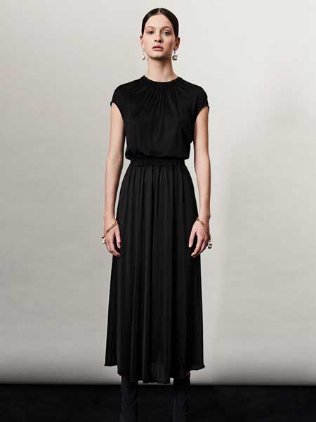 Francesco Scognamiglio弗朗西斯科·斯科涅米格里欧女装品牌新款收腰显瘦长裙带褶连衣裙短袖