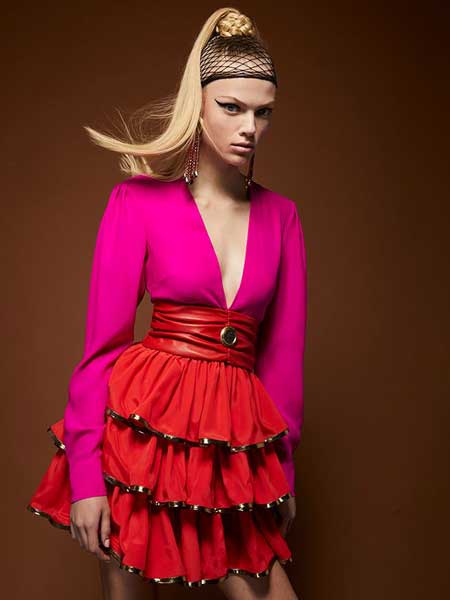 Fausto Puglisi法奥斯托·普吉立斯女装品牌2019春夏新款修身收腰显瘦连衣裙
