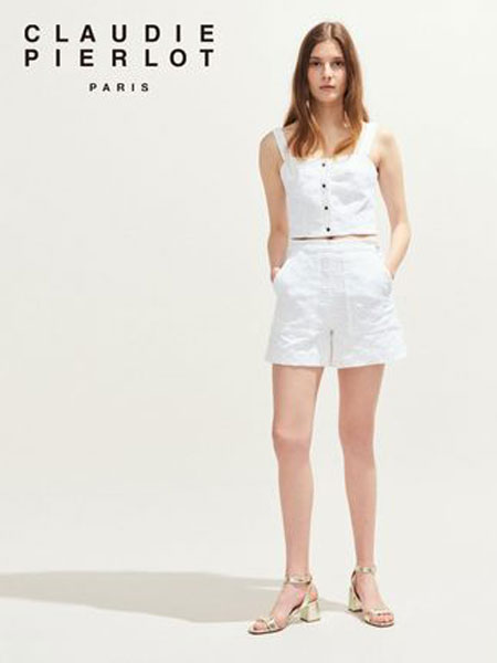 Claudie Pierlot女裝品牌2019春夏新款純色肩帶排扣上衣