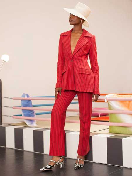 Rosie Assoulin女装品牌2019春夏新款时尚西服气质条纹职业修身洋气休闲西装套装
