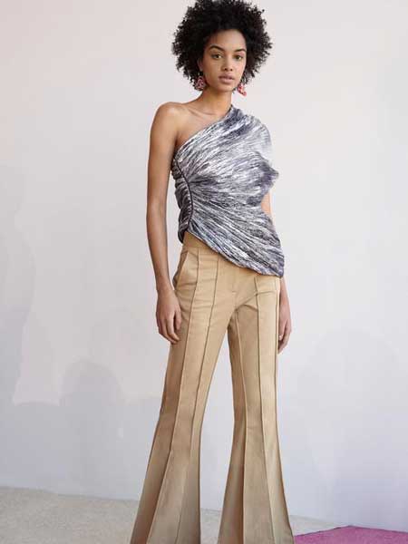 Rosie Assoulin女装品牌2019春夏新款韩版气质宽松显瘦休闲裤简约纯色高腰微喇西装裤