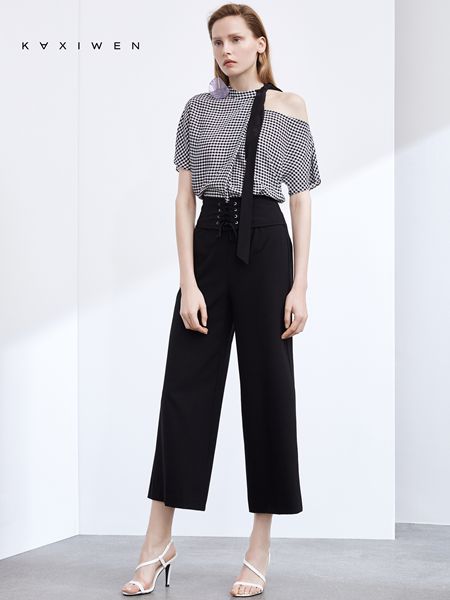 KAXIWEN佧茜文女装品牌2019春夏新款宽松垂感直筒裤