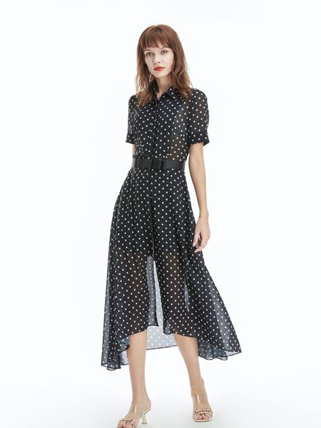 凡恩女装品牌2019春夏款休闲纯色短袖连体短裤半身纱裙两件套