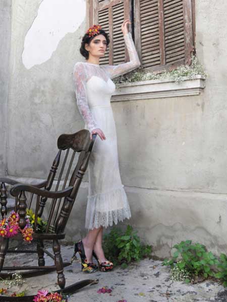 Limor Rosen女装品牌2019春夏新款优雅收腰长袖长款显瘦小礼服蕾丝连衣裙