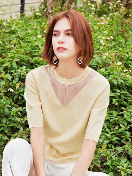 樊羽女装品牌2019春夏新款韩版网纱上衣纯色短款套头针织衫