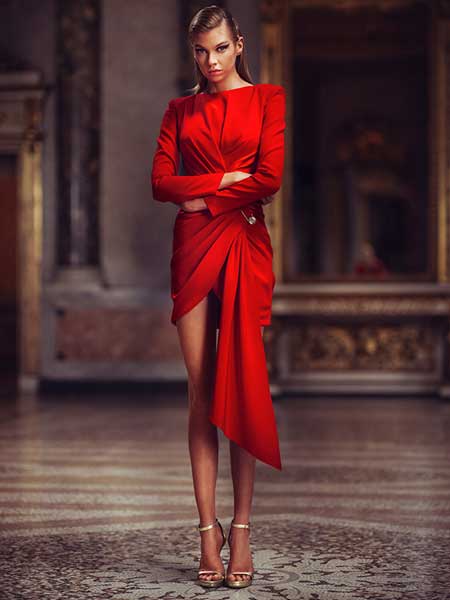 范瑟丝女装品牌2019春夏新款流行中长气质显瘦修身连衣裙