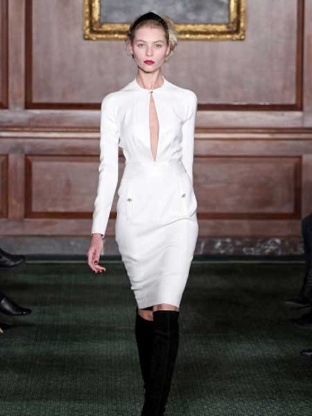 Bill Blass比尔·布拉斯女装品牌新款白色弹力修身时尚休闲气质优雅显瘦连衣裙