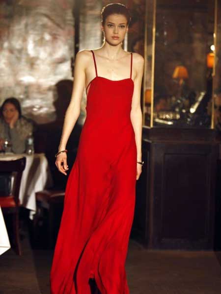 Bill Blass比尔·布拉斯女装品牌新款中长款开叉性感吊带长裙