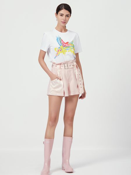 Ms.Leyna女装品牌2019春夏短裤个性装饰腰带显瘦时尚宽松休闲短裤