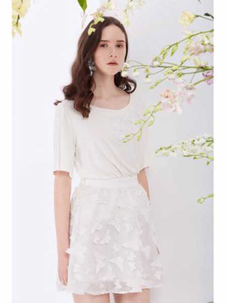 Misi,Camii女装品牌2019春夏新款时尚气质显瘦手工绣花T恤波点荷叶边半裙