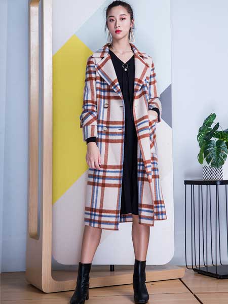 弘濠服饰女装品牌新款韩版时尚经典流行格子宽松外套