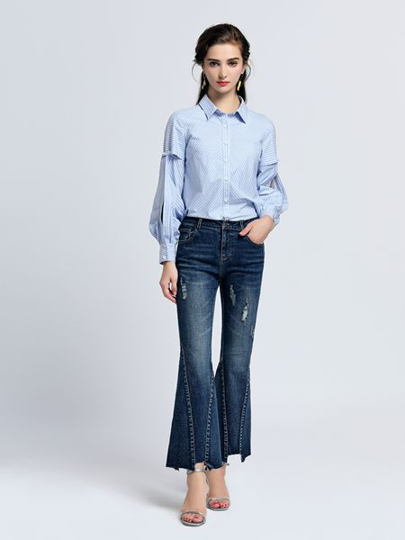 音非女装品牌2019春夏弹力修身显瘦牛仔九分裤