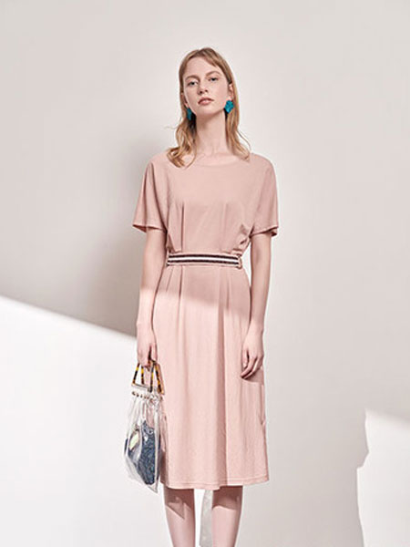 澳莉丝女装品牌2019春夏新款知性修身气质弹力中长裙
