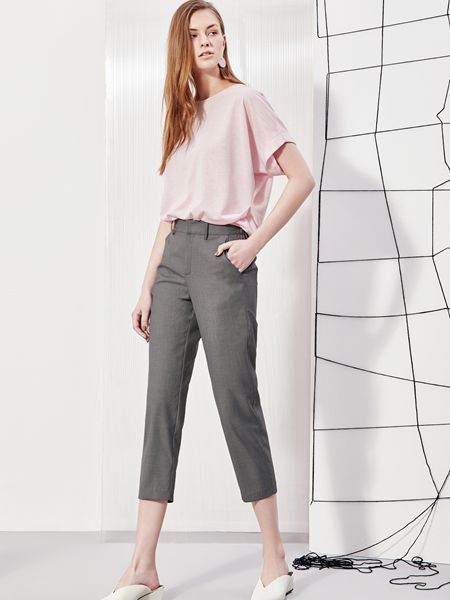 丽芮女装品牌2019春夏灰色新款薄款西裤显瘦七分裤