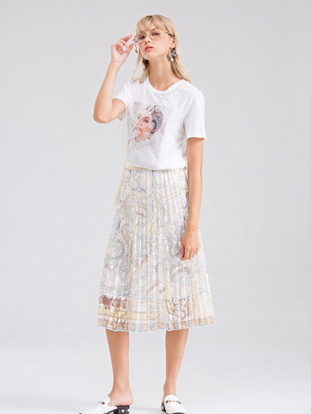 巴利女装品牌2019春夏新款潮设计感小众洋气上衣白色短袖t恤