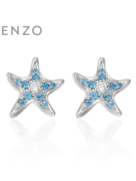 EnzoEnzo珠宝潮流饰品品牌2019春夏18K白金托帕石钻石耳钉小海星天然彩宝耳饰
