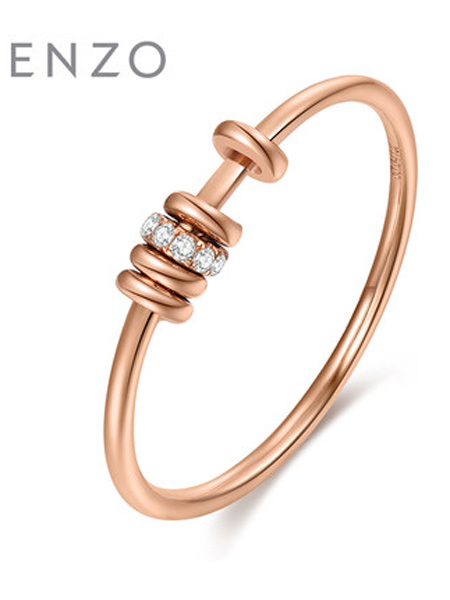 EnzoEnzo珠宝潮流饰品品牌2019春夏18K玫瑰金钻石戒指圆形珠混搭叠戴排钻女戒