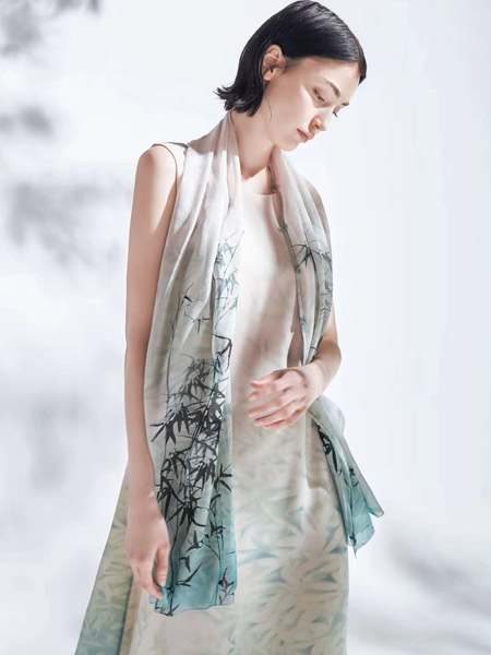 欧柏兰奴女装品牌2019春夏新款修身显瘦中长款中国风长裙雪纺连衣裙