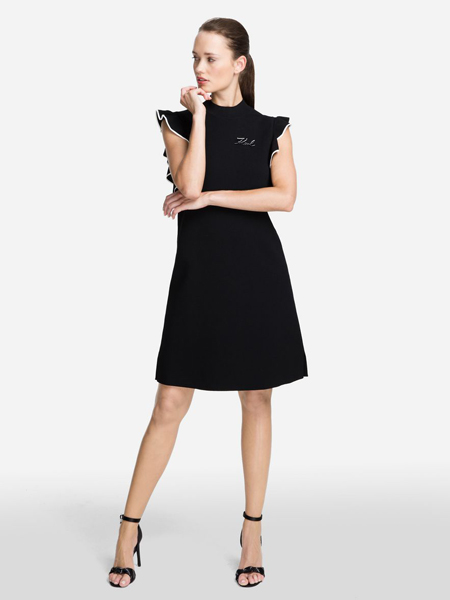 Karl Lagerfeld（卡尔拉格菲尔德）女装品牌2019春夏新款纯色简约修身显瘦无袖打底A针织连衣裙