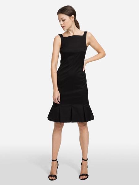 Karl Lagerfeld（卡尔拉格菲尔德）女装品牌2019春夏新款名媛时尚性感露背修身背带鱼尾连衣裙聚会派对黑色一步礼服裙