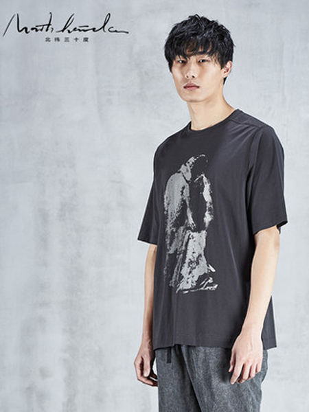 北纬30度男装品牌2019春夏新款中国风宽松圆领短袖T恤