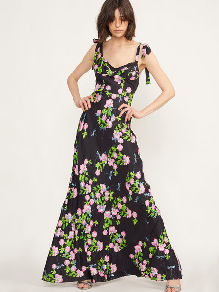 Cynthia Rowley辛西娅·洛蕾女装品牌2019春夏新款修身显瘦印花雪纺连衣裙