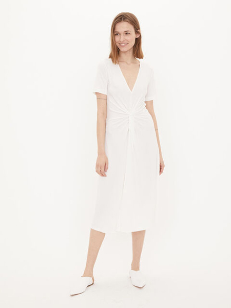 By Malene Birger玛莱娜·比格尔设计女装品牌2019春夏新款纯色十字结收腰V领短袖连衣裙
