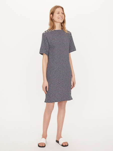 By Malene Birger玛莱娜·比格尔设计女装品牌2019春夏新款圆领短袖拼色条纹休闲T恤连衣裙
