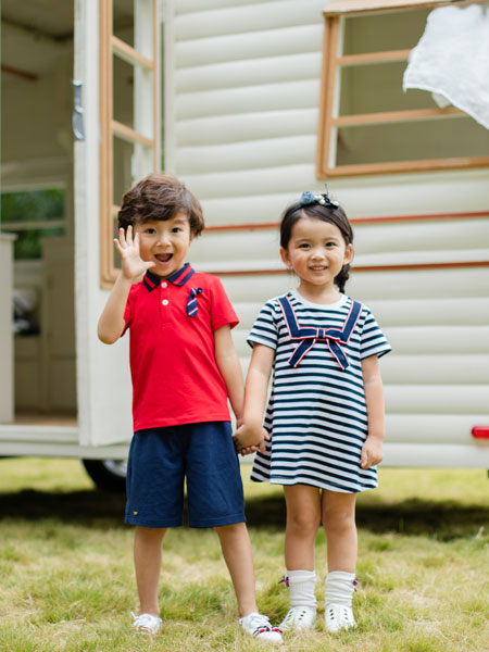 恰貝貝童裝品牌2019春夏短袖休閑兩件套兒童套裝闊腿褲