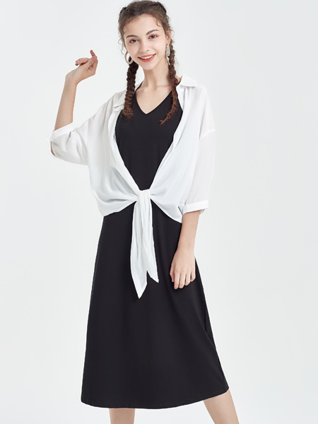 艾丽莎女装品牌2019春夏新款气质套装吊带雪纺设计感小众裙子